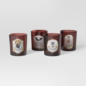 Threshold Halloween Potion Tumblers Set of 4 Burgundy Glasses 13.87oz Gothic NEW
